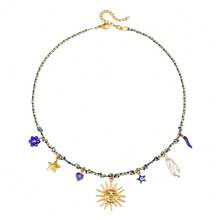 1 pezzo Collana con pendente in acciaio inossidabile colorata e carina a tema marino con stella marina, tartaruga e sole, adatta per amici, ragazze o regali, collana dell amicizia a tema oceanico - Multicolore - Visualizzare 19
