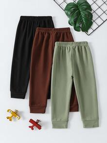 3pcs Kids Sweatpants, Thin Casual Long Pants For Daily Wear, Drawstring, Suitable For Boys Ages 3-12 Years, Spring/Summer - Multicolor - View 2