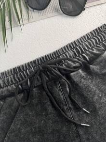 ZZG Es Trus 棉质夏季女式休闲趣味樱桃字母印花街头服饰，韩版复古舒适 Y2K 风格通勤套装，黑色修身圆领短袖 T 恤和短裤，优雅 - 黑色 - 查看 6