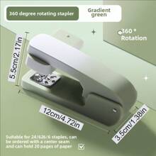 1 pieza/3000 piezas Grapadora ligera y ergonómica, giratoria 360°, visualmente atractiva, colores brillantes, manual, estructura de hierro, fácil de grapar, adecuada para estudiantes y oficina, puede grapar hasta 25 páginas, temporada de regreso a clases