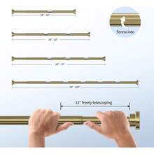 New Shower Curtain Rod, 1" Diameter Heavy Duty Tension Shower Rod, Non Slip Adjustable 28-74 Inch No Drilling Shower Curtain Rods Spring Tension For Bathroom, Shower Stall, No Rust, Chrome Gold - 金色28-74英寸 - 查看 5