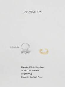 1pc Sterling Silver S925 Rhinestone Nose Ring, Small And Light Piercing Jewelry, Elegant And Simple, Nasal Septum Cartilage Spiral Ear Tragus, Gold And Silver, Suitable For Women's Daily Wear