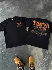 Tokyo Underground Themed Sports Car Design 220g Heavyweight T-Shirt - Black - View 1