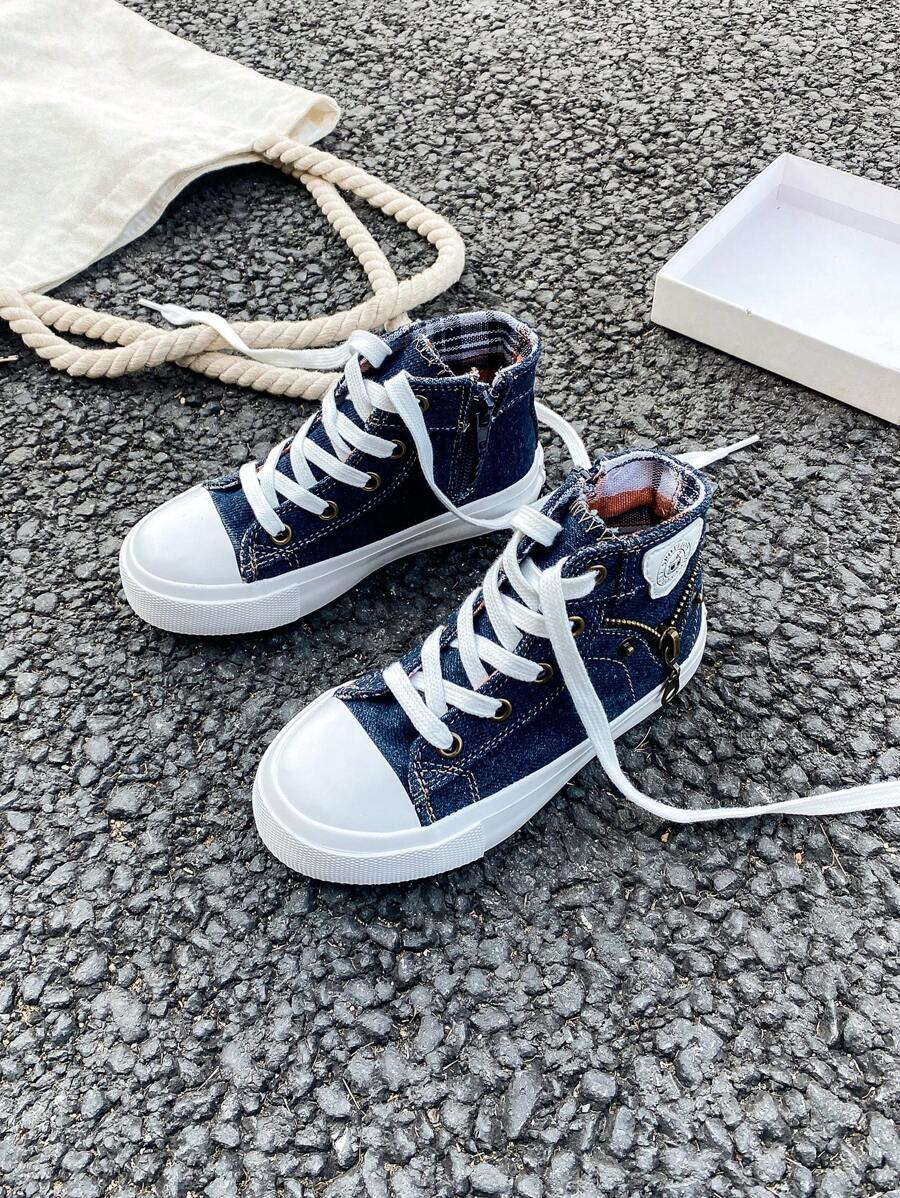 OPOEE أحذية رياضية سوداء قماش للأطفال، أحذية كانفاس منتصفة أعلى، طراز كوري بسيط للبنين والبنات، ربيع/خريف، أحذية رياضية كاجوال منخفضة أعلى بنمط ربطة، أحذية رياضية كاجوال كانفاس كلاسيكية منخفضة الأعلى للتزلج