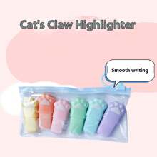 Set di 6 mini evidenziatori a forma di zampina di gatto a forma di macaron, con colori morbidi per la protezione degli occhi, essenziali per la marcatura/decorazione manuale degli studenti, strumento per revisione esami/prendere appunti, design portatile! Ritorno a scuola
