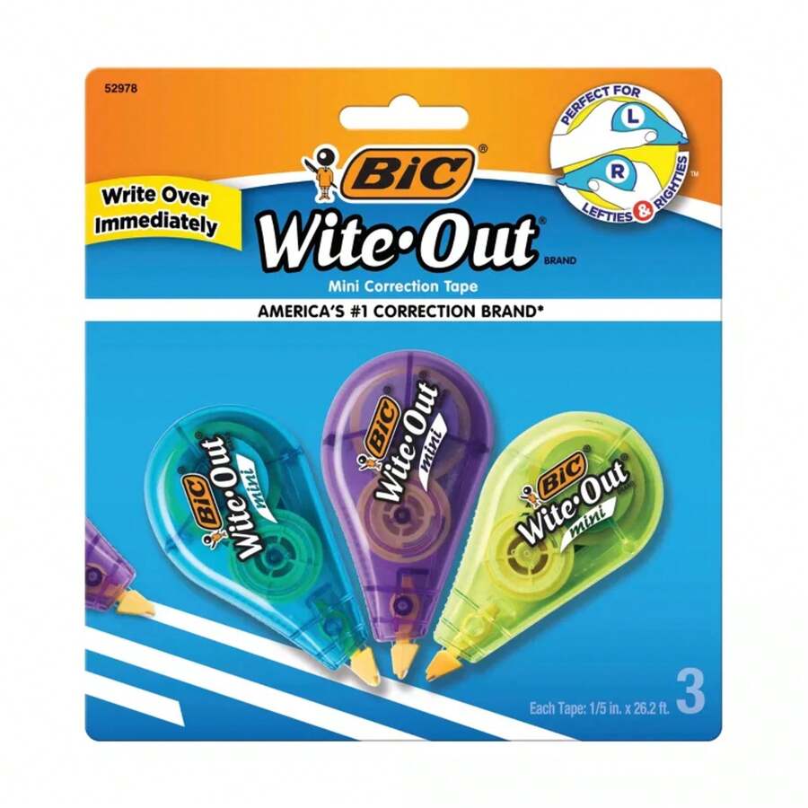 3pk Wite-Out Correction Tape Mini White - BIC: Stationery Office Supplies, 78.6ft - 1 - Xem 1