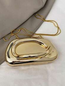 Dedoo 1-Piece Simple Casual Retro Atmospheric Elegant Hand-Held Evening Bag Box Bag Chain Shoulder Strap Shoulder Messenger Bag Party Party Advanced Simple Small Bag, Fashionable Clutch Bags For Woman - Gold - View 5