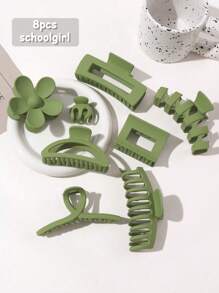 8 Piece Set Of Acrylic Textured Tie And Twist Clips Premium Quality Non-Slip Hair Claw For Girl Updo And Half Updo Styling