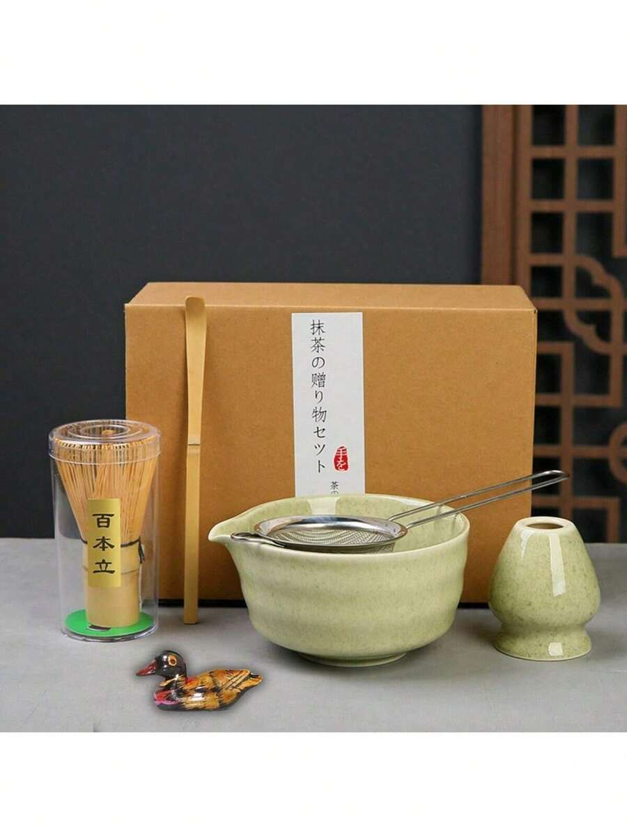 Matcha Tea Set, 6pcs Matcha Whisk Set, Matcha Starter Making Kit Matcha Gren Ea Whisk Setwith Scop, Coop Rest, Ifter, Whisk Holder, For Tea Ceremony Tea Drinking Back To School