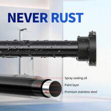 New Shower Curtain Rod, 1" Diameter Heavy Duty Tension Shower Rod, Non Slip Adjustable 28-74 Inch No Drilling Shower Curtain Rods Spring Tension For Bathroom, Shower Stall, No Rust, Black - 黑色28-74英寸 - 查看 2