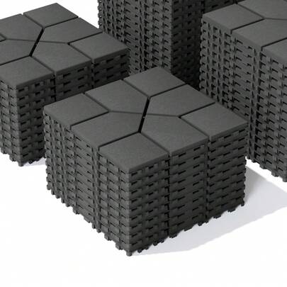 Pouseayar Plastic Interlocking Deck Tiles, 44 Pack Outdoor Patio Flooring, 12"X12"Square Waterproof Outdoor All Weather Use, Patio Decking Tiles For Poolside Balcony Backyard, 2 Color Optional(Grey/Brown)