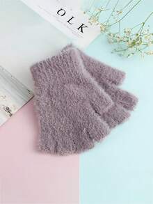 1 Pair/2 Pairs/3 Pairs Fashion Soft Plush Warm Fingerless Gloves For Women, Thickened Cold-Proof Touchscreen Gloves Suitable For Outdoor Cycling, Sports, Wear In Winter Halloween - Multicolor - View 6