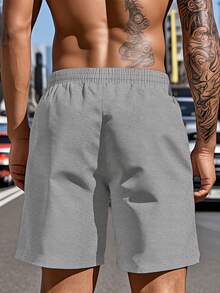 Haitian Flag Colors Patriotic Script Standard-Sized Comfortable Shorts For Men,Sport,Suitable For Daily Wear, Summer, School, Streetwear, Casual Outfit - Light Grey - View 2