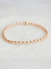 1 pieza Pulsera elástica de moda, estilo bohemio con cuentas de vidrio multicolor, hebra de cuentas de metal enchapado en cobre, pulsera apilable, adecuada para uso diario de mujeres y como regalo