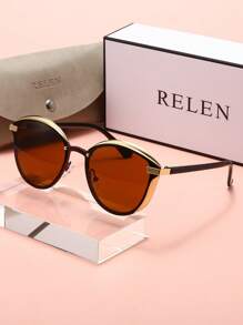 RELEN 1pc RELEN Women's Fashion Glasses, New Brand Design Cat Eye Metal Frame Colorful Lens, Personalized Street Style, Gifts For Ladies, With Glasses Case And Cloth, Suitable For Beach, Outdoor, Riding, Sun Protection, Stage Performance, Party