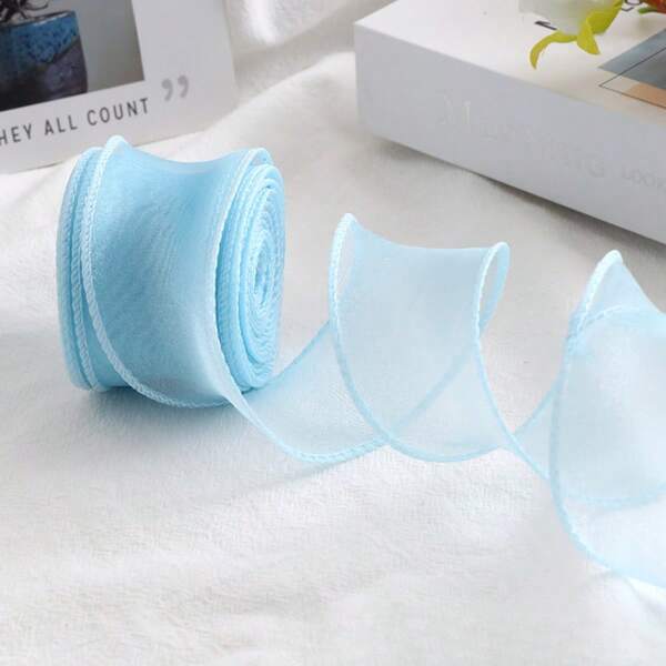 1 peça de fita de organza com cauda de sereia de 6 cm x 9,14 m, embrulho floral, laço para caixa de bolo, decoração de faixa de cabeça