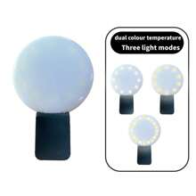1 pièce 150 mAh Blanc/Rose/Bleu/Noir Anneau lumineux Selfie LED portable avec miroir, chargement USB, éclairage portable, lumière de beauté photo Halo, clip pour streaming en direct