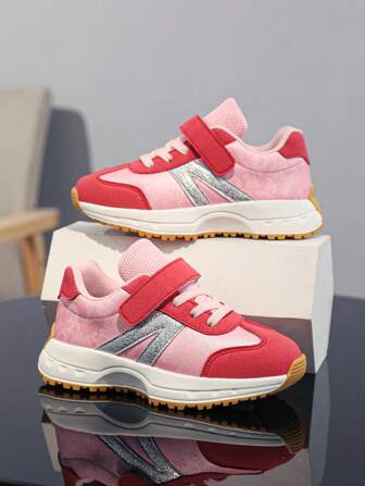 Girls' Contrast Color Platform Hook And Loop Casual Sports Sneakers