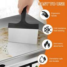 1pc Stainless Steel Flat Top Barbecue Scraper/Spatula With Glove, Sturdy Food Scraper Tool For Kitchen, Suitable For Blackstone Griddle Accessories, Outdoor Grill Scraper Tool