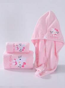 Sanrio 1pc Sanrio Cute Cartoon Character Hello Kitty Coral Fleece Soft Absorbent Quick-Dry Non-Shedding Hand/Hair Towel, Bathroom Accessories, Face Towel Size 34*75cm, Bath Towel Size 70*140cm Bathroom Decor Fall Decor Back To School For Beauty Salon Home Bathroom Shower Towels For Beauty Salon, Hotel Sports,Home Essentials, Towel, Skin Care