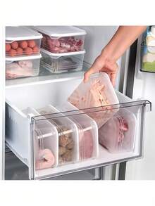 5件食品保鲜盒，三种尺寸，350毫升、650毫升、2000毫升容量，PP材质，可堆叠透明带盖食品储存容器，便携式防漏食品密封盒，适用于肉类、水果和蔬菜，厨房收纳和储存，厨房配件