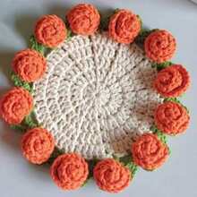 1 件手工玫瑰花杯垫，针织钩针玫瑰花束杯饰，创意礼物，家庭派对花卉装饰，学校用品，返校