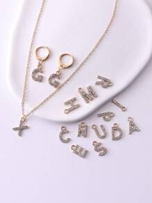 26pcs/Set A-Z Initial Crystal Alloy Charms Pendants For DIY Jewelry Making, Women Earrings, Necklaces, Craft Accessories