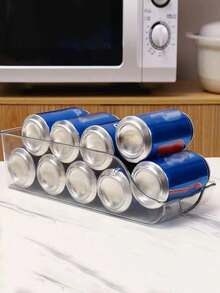 1 件透明可堆叠罐头收纳盒 - 节省空间的食品储藏室和冰箱储存，方便取用苏打水、汤和食物罐头，厨房收纳盒