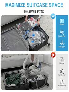 1/3/5/10pcs Vacuum Storage Bags - High Capacity Multi-Functional Vacuum Compressed Bags, Save Up To 80% Space, Portable Plastic Travel Bags, Wardrobe Organizer, Waterproof Dust-Proof Odor-Proof Vacuum Clear Storage Bags, Suitable For Blankets, Bedding, Clothes, Duvets, Essential Home Goods & Seasonal Clothing Storage - Multicolor - View 5