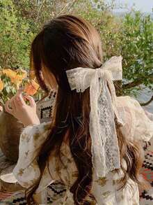 Elegante clip de pelo de gasa con lazo, otoño, accesorios para el cabello, viaje, mujer, herramientas para el cabello, cosas para el cabello, cosas, accesorios de belleza, regalos, viaje, regalos para mujeres, cosas para el cabello, rellenos de calcetines