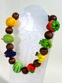 1pc Summer New Dopamine Fresh Fruit Beaded Necklace, Sweet & Hot Girl Style Daily, Vacation, Party Accessory, Colorful Embellishment