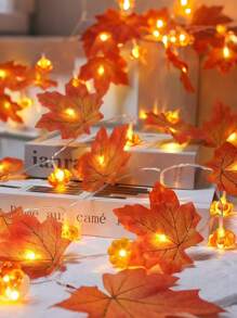 1 pieza - Luces de otoño, decoración de otoño de Acción de Gracias, guirnalda de luces LED de 10 hojas de arce para interiores y exteriores, decoración de cosecha de Halloween, decoración del hogar, suministros decorativos, regalos festivos