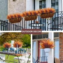 4/8pcs Artificial Fern Bushes, Long Leaves Plants With Autumn Colors, UV Resistant Waterproof Fake Plants For Home, Office, Garden, Indoor Outdoor DIY Decor,Fall Decor,Autumn Home Decor Halloween Decor Room Decor