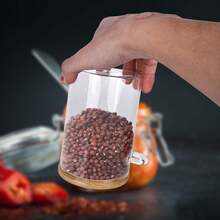 1pc - Glass Airtight Container, Sugar Jar, Spice Jar, Food Storage, With Wooden Lid And Spoon, Transparent Storage Jar With Wooden Lid And Spoon, Leaf Jar, Coffee Jar, Spice Jar, Airtight, Coffee, Tea, Candy, Special Purpose, Airtight Glass Kitchen Jar, Airtight Food Storage Jar, Various Cereals And Snacks - Multicolor - View 7