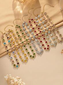 1 st. Bohemian kleurrijke rhinstone decor choker, glamoureuze zomer zonnebloemen ketting ketting, multicolor sprankelende kristal chokers ketting sieraden cadeaus voor vrouwen en meisjes, ketting decoratie accessoires vakantie verjaardag feest cadeaus voor meisjes Valentijnsdag, moeder, moeder, Moederdag, cadeau