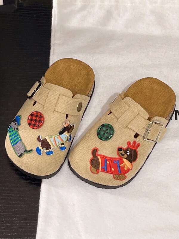 1 Pair Kids Fashionable Slippers, Boys And Girls Indoor/Outdoor Casual Shoes, Breathable Non-Slip Wear-Resistant Birkenstocks-Style Sandals, Cute Animal Decor, Versatile Summer Beach Shoes, Toddler First-Step Shoes