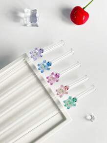 1 pièce/1 set de paille en verre design de dessin animé coloré tortue, paille en verre réutilisable coudée, pour smoothies, lait thé, jus, cocktails, boissons froides, café, fournitures de fête, camping/voyage/été/vacances/cuisine, fournitures scolaires