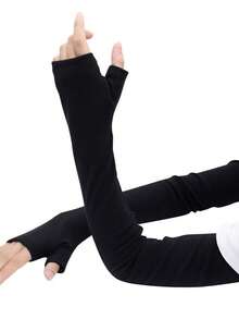 1 Pair Cashmere Warm Arm Warmers, Long Sleeve Covers For Women & Men, Thick Arm Sleeves For Driving, Autumn/Winter - Various - View 19