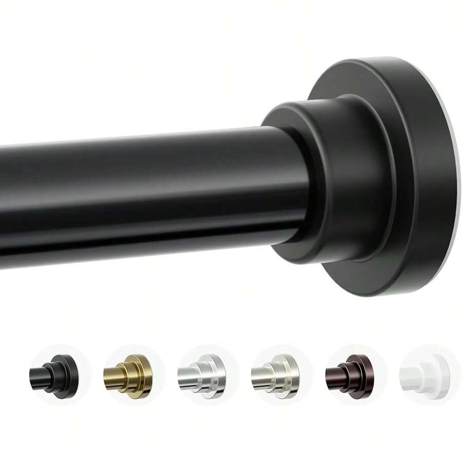 New Shower Curtain Rod, 1" Diameter Heavy Duty Tension Shower Rod, Non Slip Adjustable 28-74 Inch No Drilling Shower Curtain Rods Spring Tension For Bathroom, Shower Stall, No Rust, Black - 黑色28-74英寸 - 查看 1