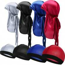 Durag de seda para hombre con banda elástica - Pañuelo de cabeza de unicolor de moda para comodidad casual, deportes y actividades al aire libre. Pañuelo de estilo pirata transpirable y suave para uso unisex