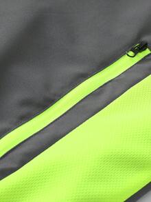 Men's Color-Blocked Zipper Sports Letter Print Sweatpants Set, Casual Fashion And Comfortable Sportswear For Everyday Wear, Suitable For Gym And Outdoor Activities Two-Piece Pack - 灰色 - 查看 4