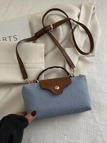 New Colorblock Mini Patchwork Shoulder Bag, Casual Crossbody Bag, Compact & Stylish Handbag - Blue - View 4
