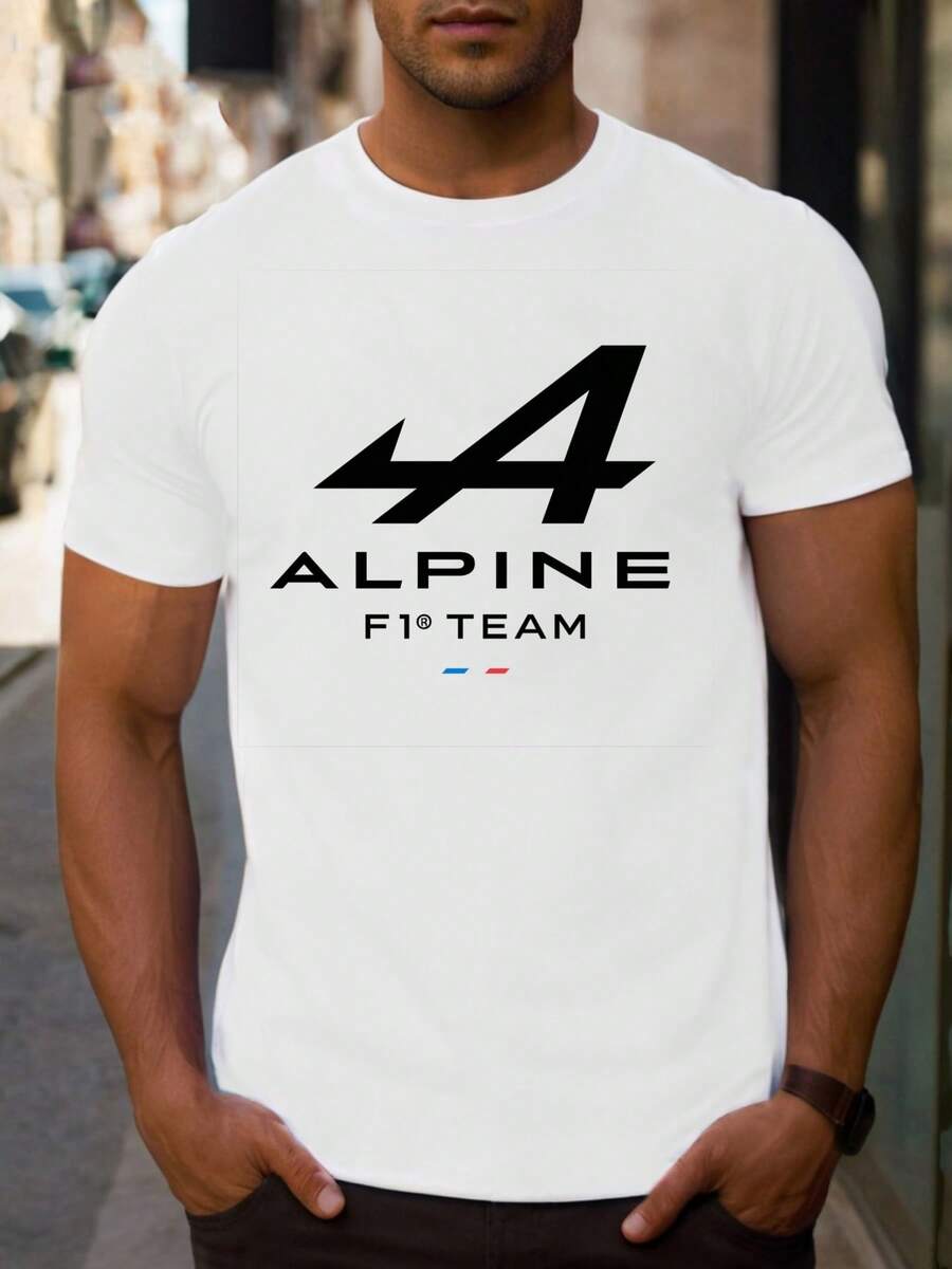 F1 Team – Men's Black Printed T-Shirt. 220gsm Men's Casual Crew Neck Pure Cotton Short Sleeve T-Shirt (1 Piece) - 白色 - 查看 1