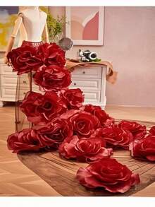 欧美风格黑色手工新娘披肩，新款晚礼服配饰，可拆卸披肩/斗篷带拖尾，适合走秀和舞台表演 - 紅色 - 查看 5