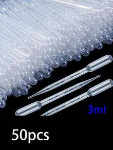 20/50/100支装可重复使用塑料滴管，适用于精油、化妆品、科学和实验室用途 - 無色 - 查看 11