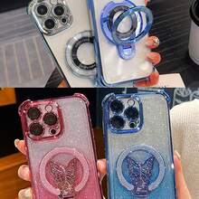 闪亮亮片指环支架，带镜子，适用于所有智能手机 - 闪亮手机握把和支架，时尚闪亮指环支架，通用手机配件 - 彩色 - 查看 10