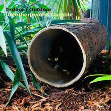 Hollow Log Cat Hideaway Indoor Outdoor Kitten Hideout Tunnel And Play Cave - Brown - View 2
