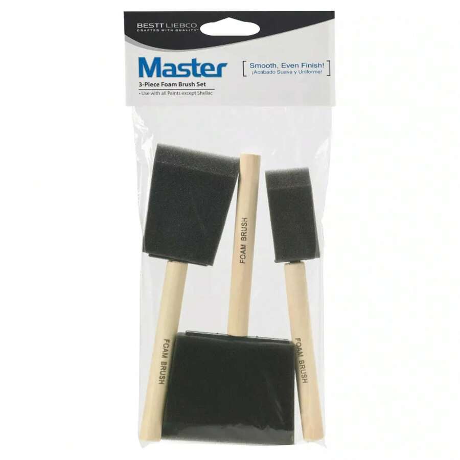 Master 3pc 1 - 3 Foam Paint Brush Set: Polyurethane Sponge Applicators All Paint Types - 1 - View 1