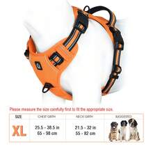 狗背带，防拉宠物背带（带 2 个皮带夹），可调节软垫狗背心，反光防窒息宠物牛津背心（带易控制手柄，适合大型犬） - 橘色 - 查看 20