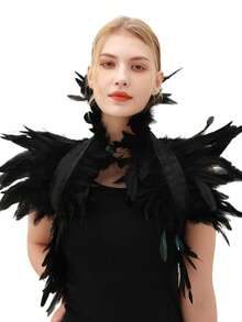 1 件女士羽毛项圈、乌鸦羽毛披肩、万圣节天鹅湖女巫服装配饰万圣节配饰 - 多色 - 查看 2